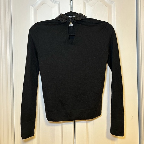 Club Monaco - Black Merino 100% Wool Lace Sweater in Size XS - Picture 2 of 7